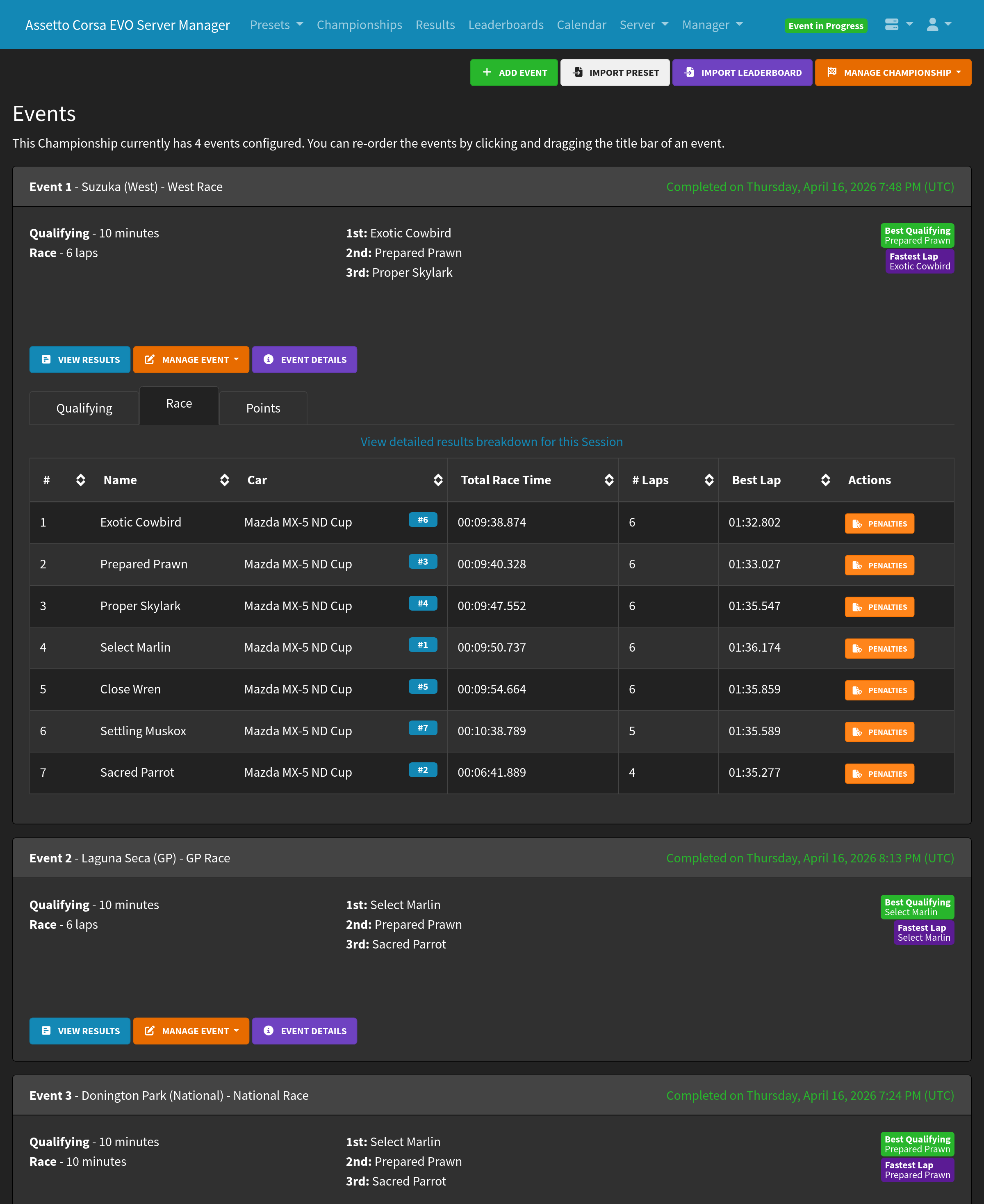 Server Manager Championship