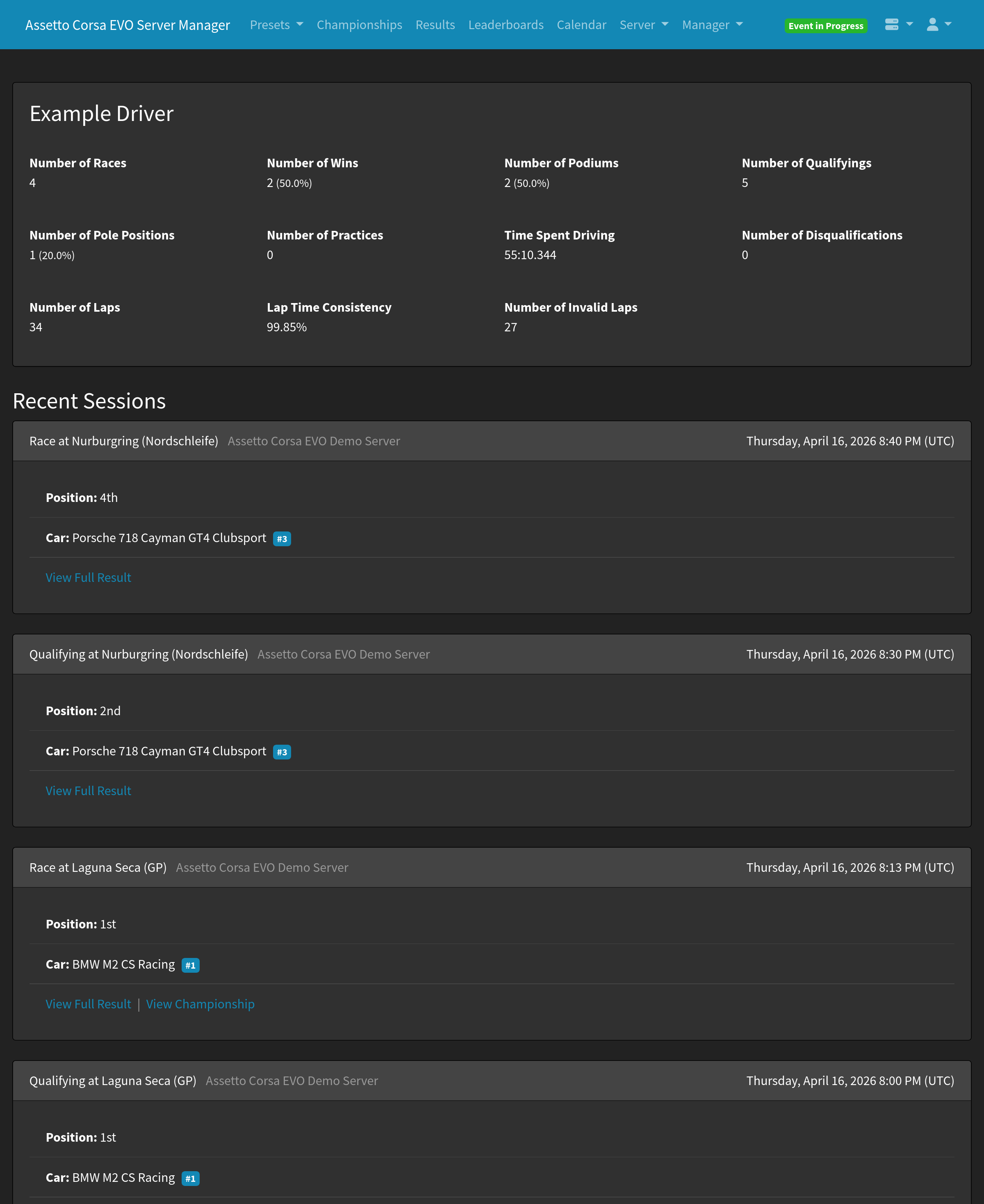 Server Manager Driver Statistics