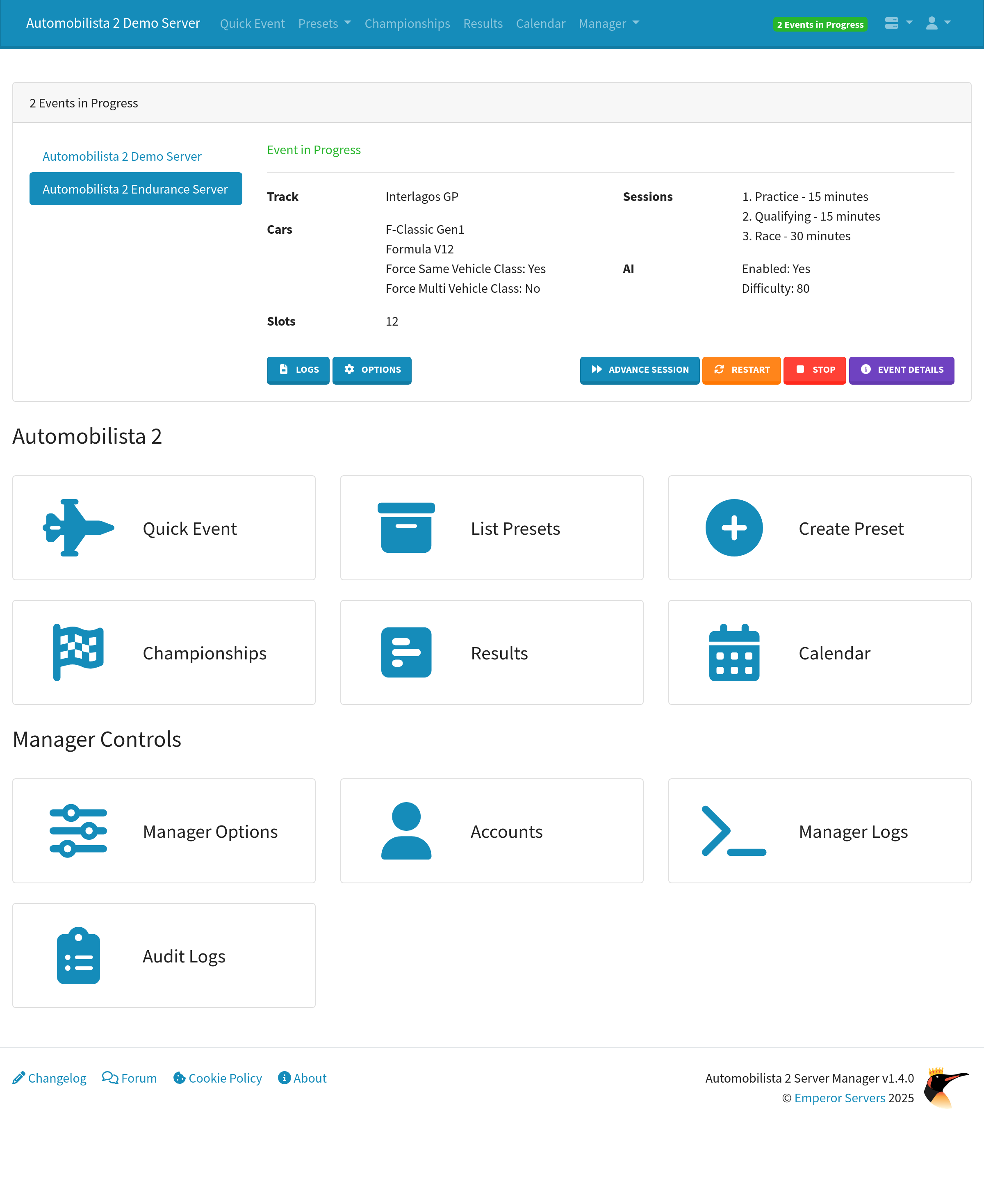Server Manager Home